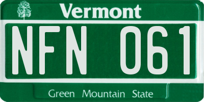 VT license plate NFN061