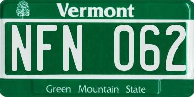 VT license plate NFN062
