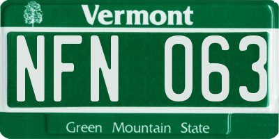 VT license plate NFN063