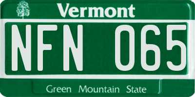 VT license plate NFN065