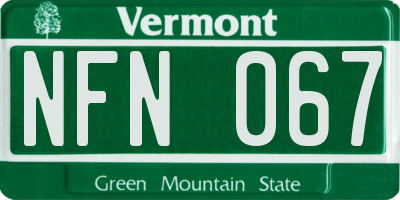 VT license plate NFN067