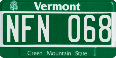 VT license plate NFN068