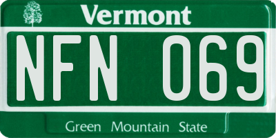 VT license plate NFN069