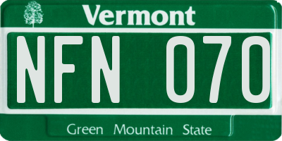 VT license plate NFN070