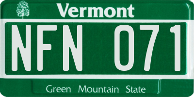VT license plate NFN071