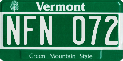 VT license plate NFN072