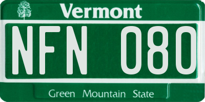 VT license plate NFN080