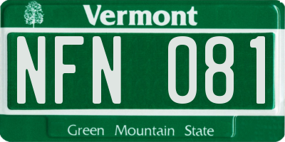 VT license plate NFN081