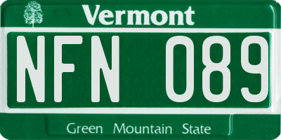 VT license plate NFN089