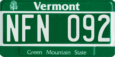 VT license plate NFN092