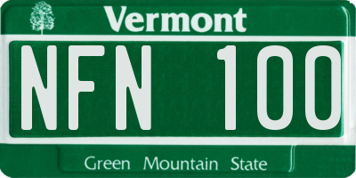 VT license plate NFN100