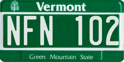 VT license plate NFN102