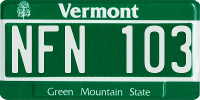 VT license plate NFN103