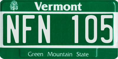 VT license plate NFN105