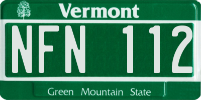 VT license plate NFN112