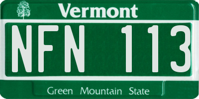VT license plate NFN113