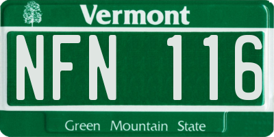 VT license plate NFN116