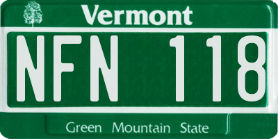 VT license plate NFN118