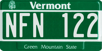 VT license plate NFN122