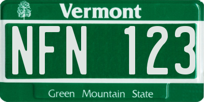 VT license plate NFN123