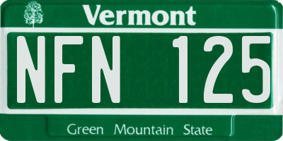 VT license plate NFN125
