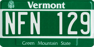 VT license plate NFN129