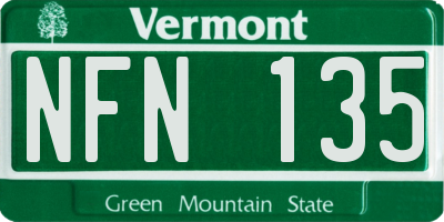VT license plate NFN135