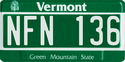 VT license plate NFN136