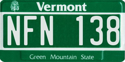 VT license plate NFN138