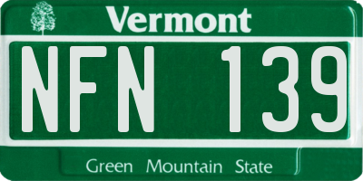 VT license plate NFN139