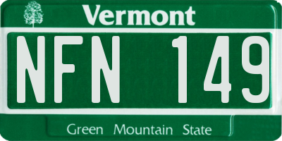VT license plate NFN149