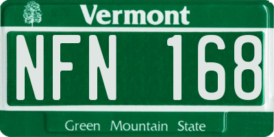 VT license plate NFN168