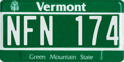 VT license plate NFN174