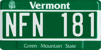 VT license plate NFN181