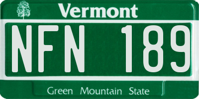 VT license plate NFN189