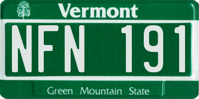 VT license plate NFN191