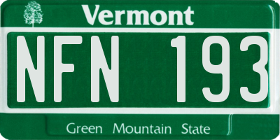 VT license plate NFN193