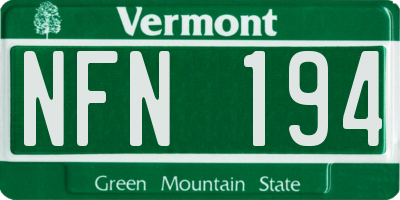 VT license plate NFN194