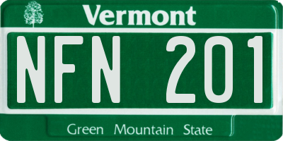 VT license plate NFN201
