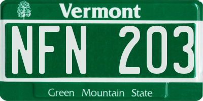 VT license plate NFN203