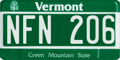VT license plate NFN206