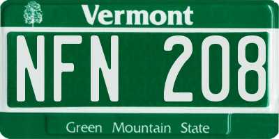 VT license plate NFN208
