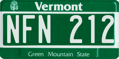 VT license plate NFN212