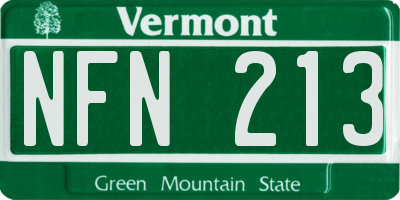 VT license plate NFN213