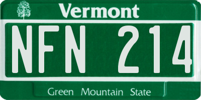 VT license plate NFN214
