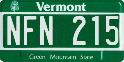 VT license plate NFN215