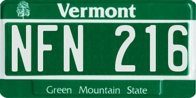 VT license plate NFN216