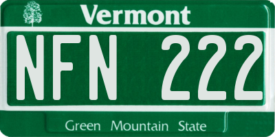 VT license plate NFN222