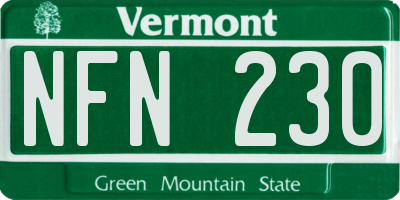 VT license plate NFN230