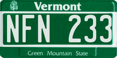 VT license plate NFN233